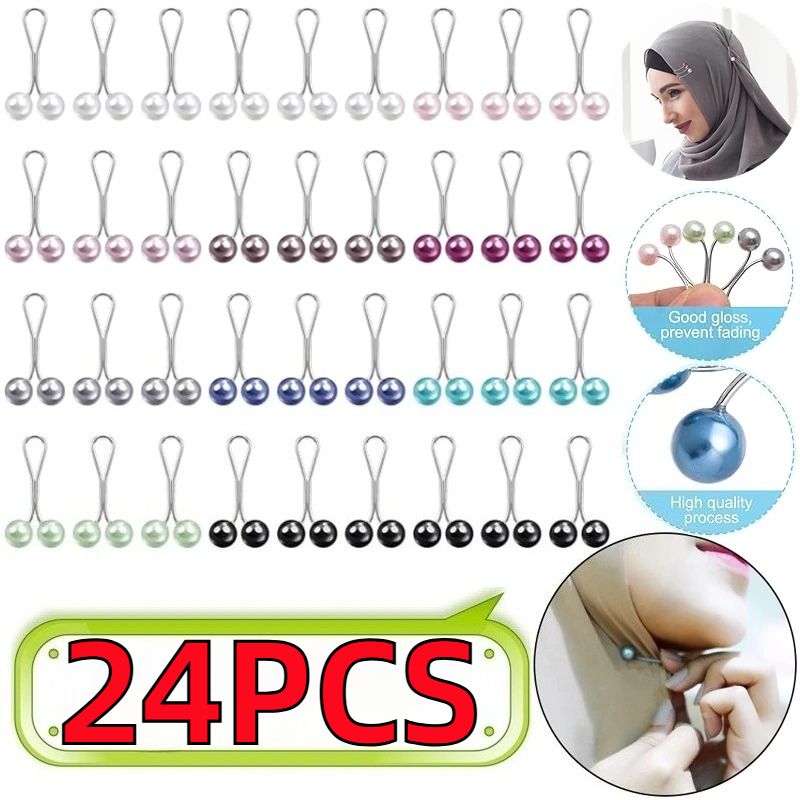 Embroidery Hijab - 6/12/24 stuks parel speldjes dames sjaal