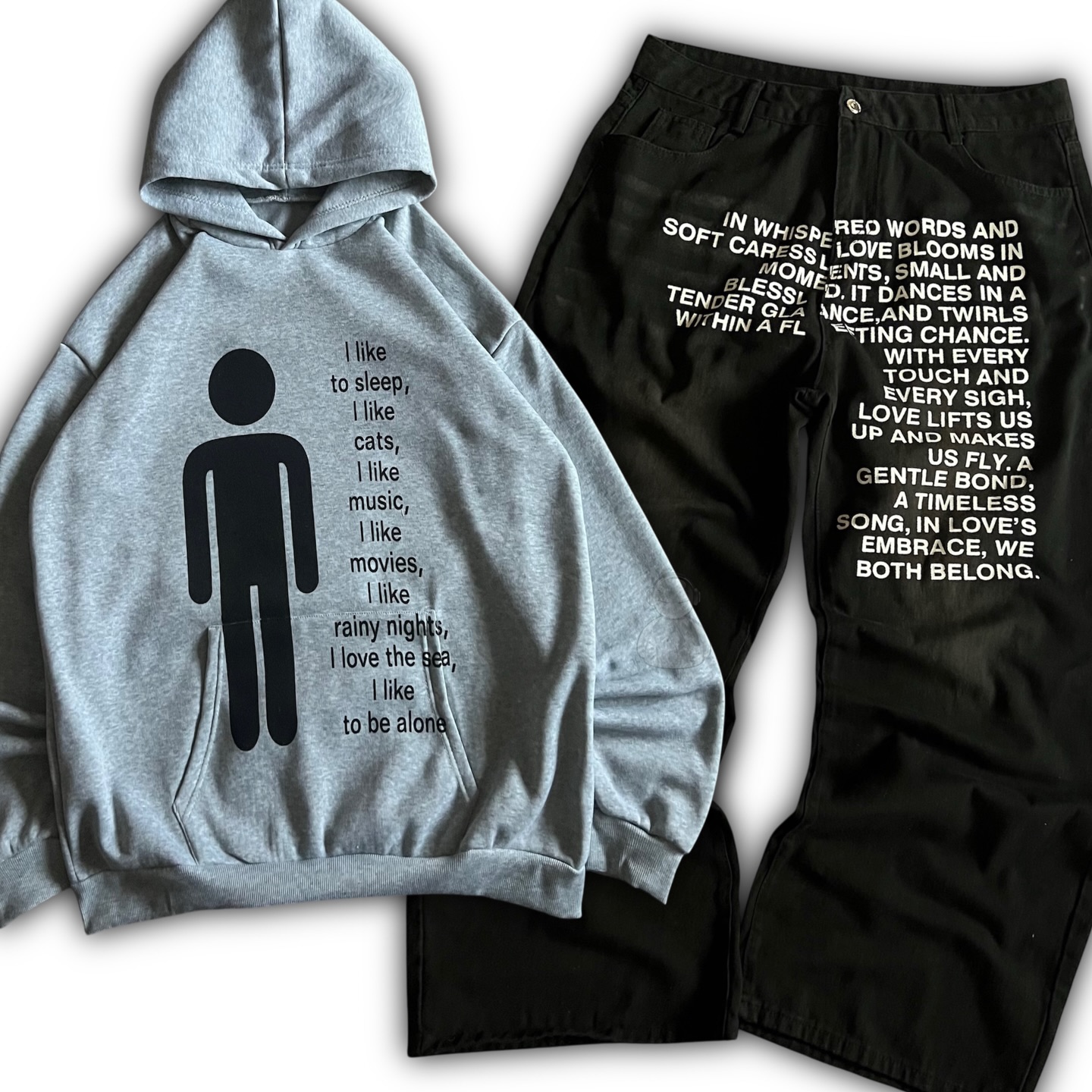 Embroidery Gothic - Amerikaanse patroonletter jeans Y2K heren hoodies