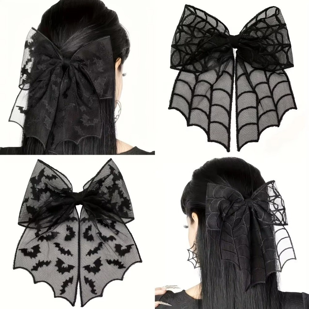 Embroidery Gothic - Kant Tule Sluier Haarclips Vleermuisborduurwerk Gotische