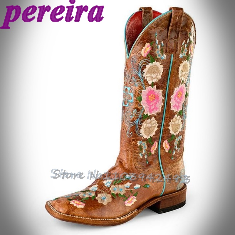 Embroidery Roses - Geborduurde bloemlaarzen Rose Garden Botas Halfhoge