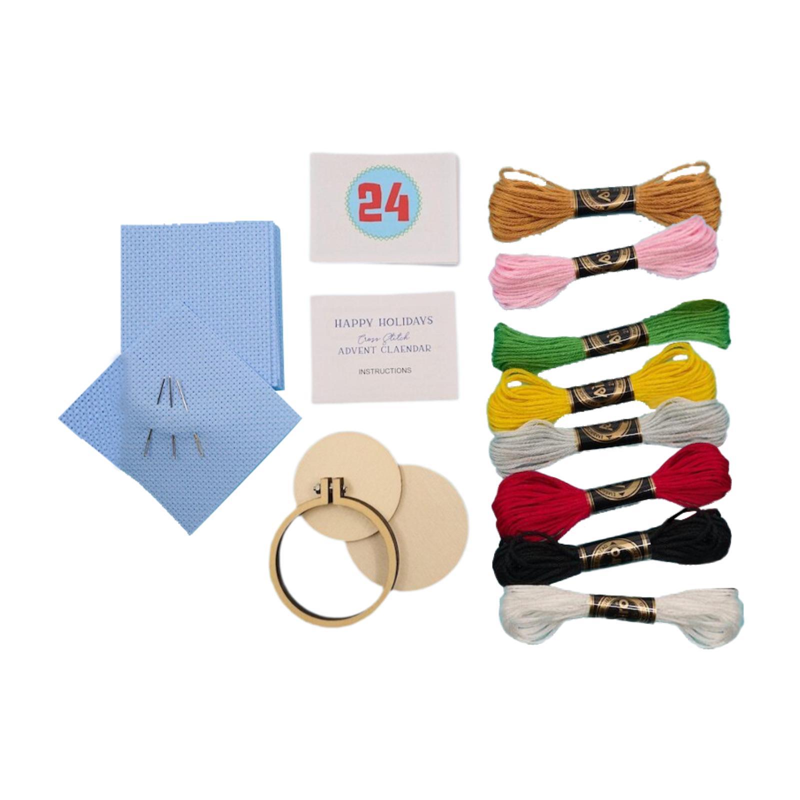 Embroidery Xmas Decorations - Kerst adventskalender, kerststeekpakket, doe-het-zelf ambacht, handborduurpakket,