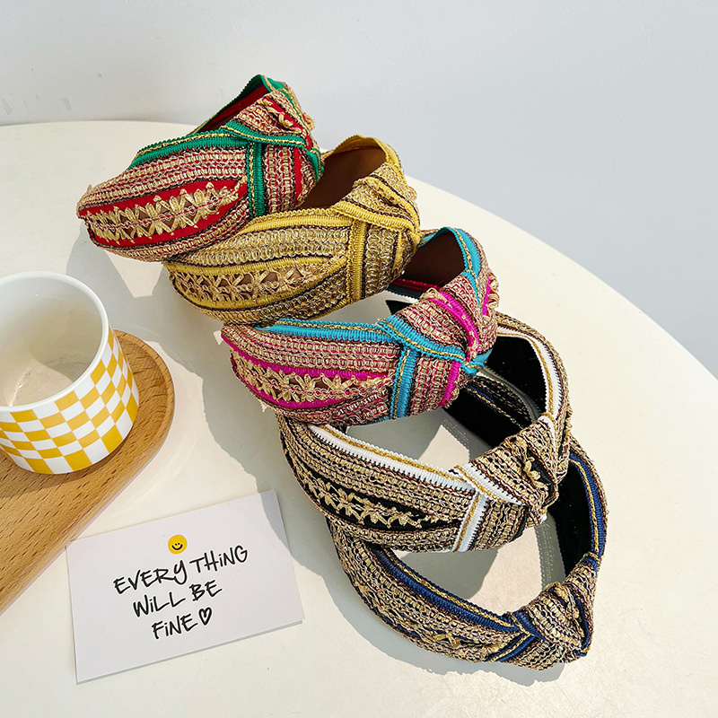 Embroidery Knot - Vrouwen Meisjes Vintage Bohemian Borduurwerk Goud