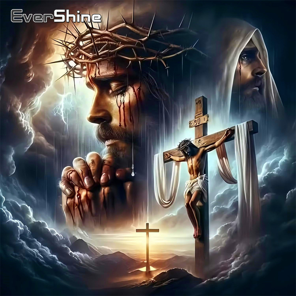Embroidery Jesus - Evershine Diamantschilderij Religie Volledig vierkant rond