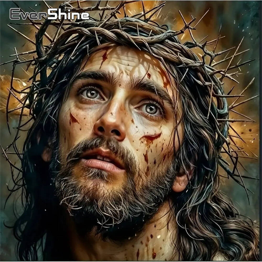Embroidery Jesus - Evershine Diamant Schilderij Hond Dier Cartoon