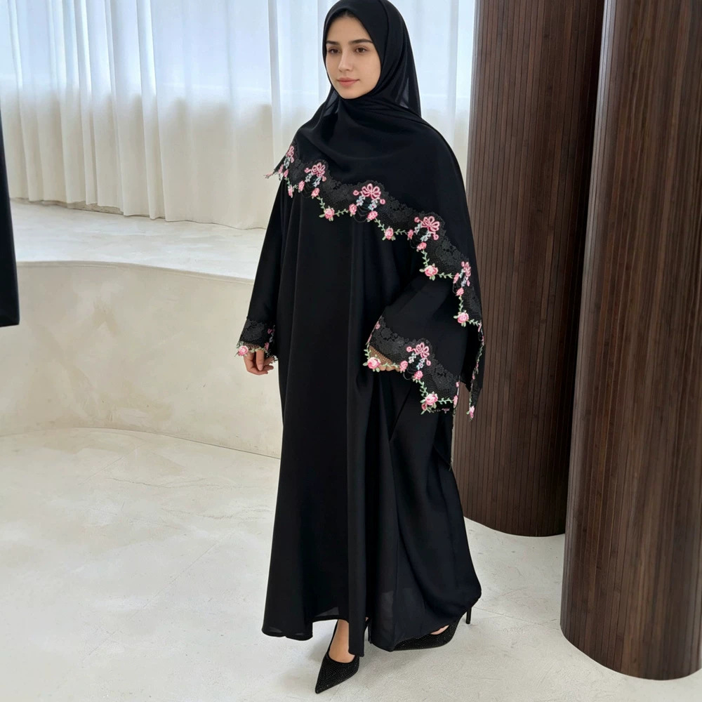 Embroidery Hijab - Eid Jurk Vrouwen Moslim Abaya Feestjurken