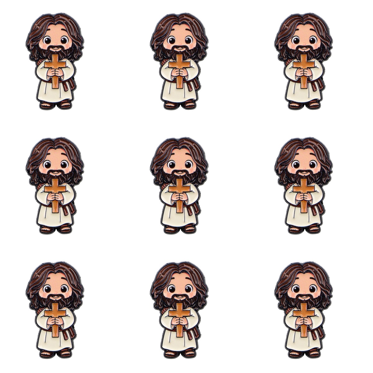 Embroidery Jesus - 9pcs Leuke Cartoon Jesus Cross Emaille