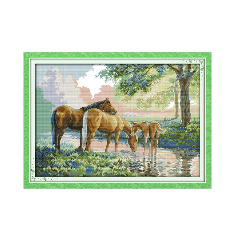 Embroidery Tas - Vreugde Zondag Kruissteek Kit Stamped Paard