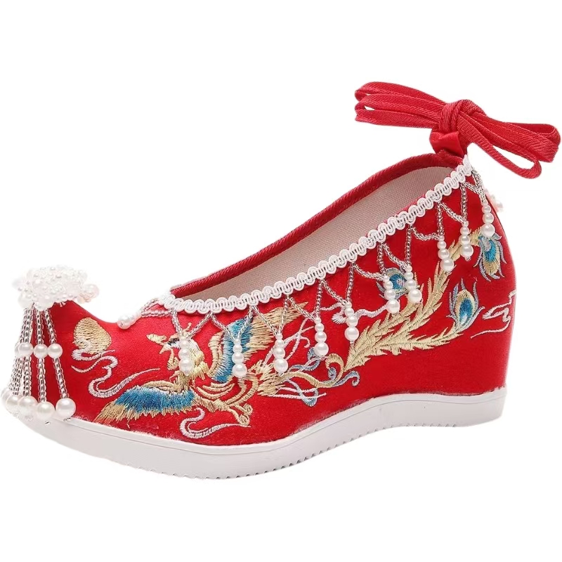 Embroidery Red - Vrouwen Nieuwe Rode Geborduurde Trouwschoenen Etnische