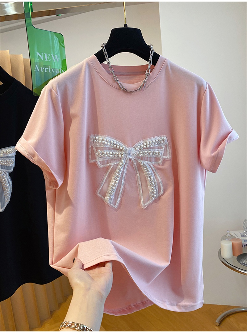 Embroidery Knot - T-shirt met parelknoop en korte mouwen,