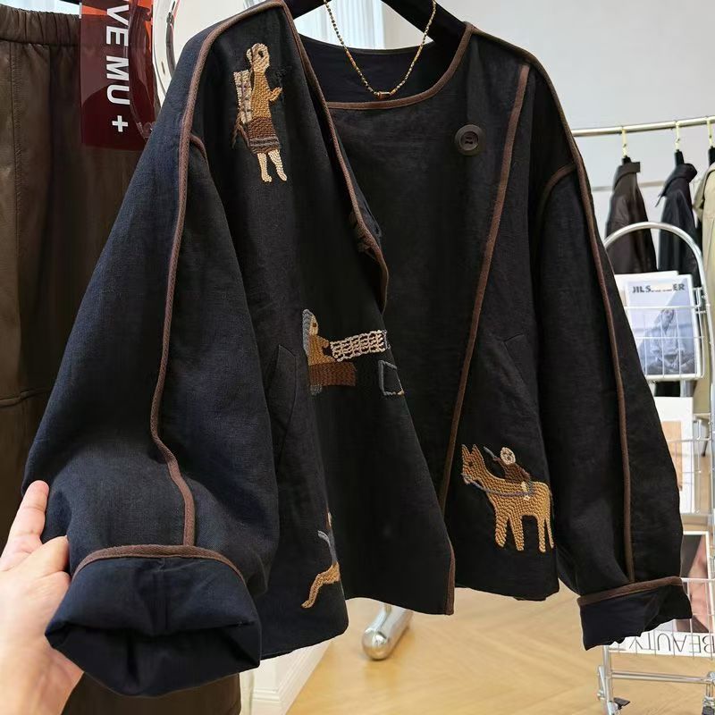 Embroidery A - Zwaar geborduurde ronde hals trui voor