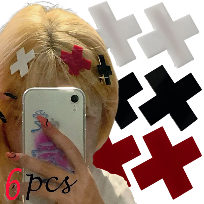 Embroidery Gothic - Y 2K Rood Kruis Haarclip Punk
