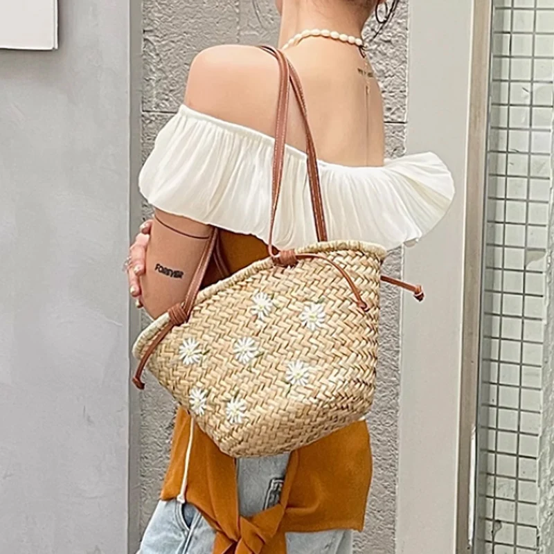Casual natuurlijke stro schoud - Embroidery Bali recensie en prijs