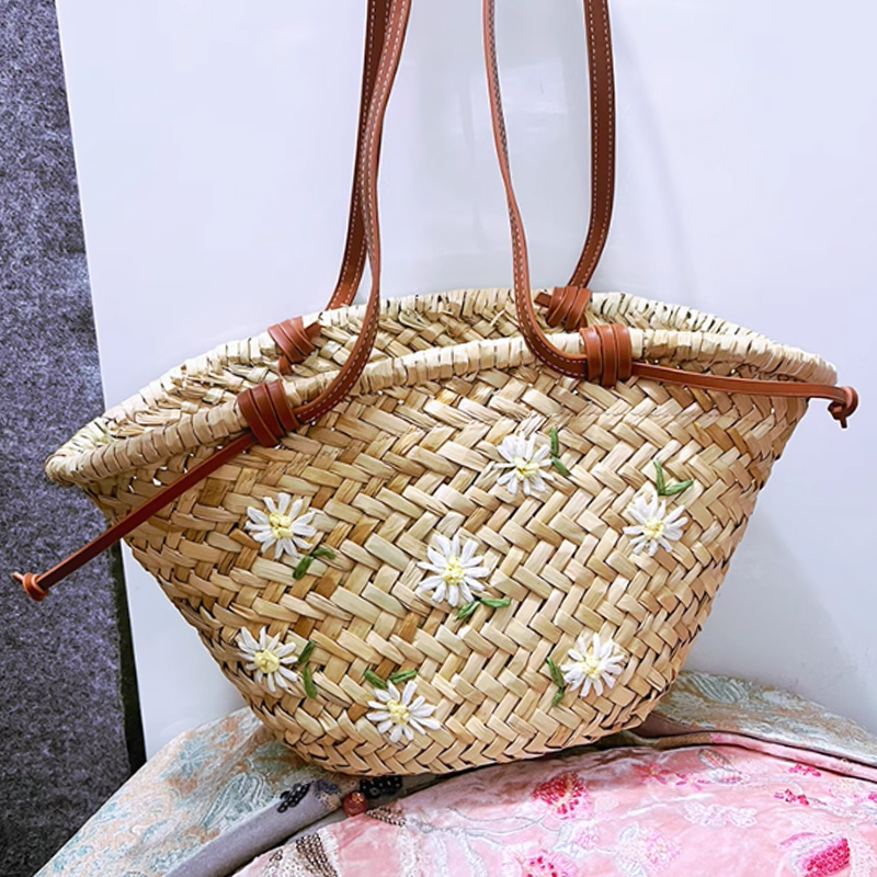 Casual natuurlijke stro schoud - Embroidery Bali recensie en prijs