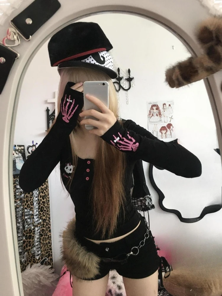 Y2K Vintage Cartoon Print T-sh - Embroidery A recensie en prijs