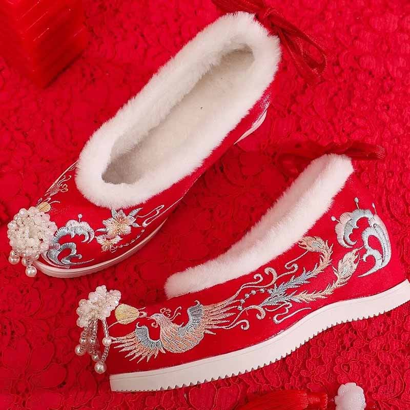 Winter Hanfu Schoenen Vrouwen  - Embroidery Red recensie en prijs