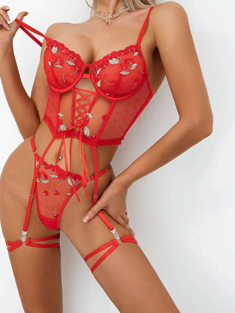 Sexy effen kleur bloemborduurw - Embroidery Red recensie en prijs