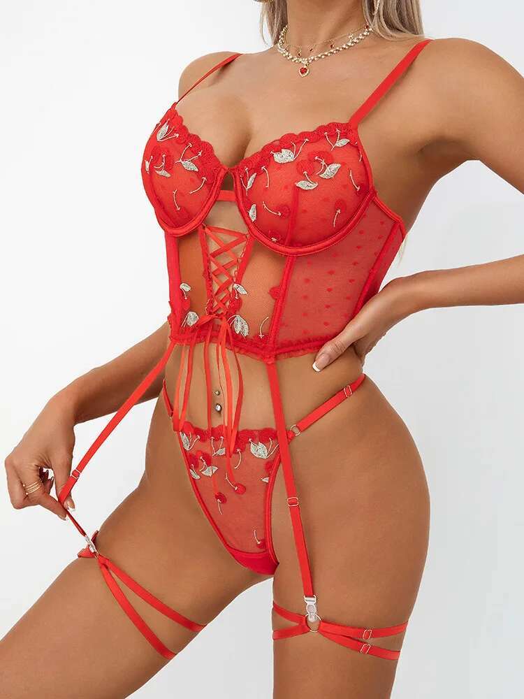 Sexy effen kleur bloemborduurw - Embroidery Red recensie en prijs