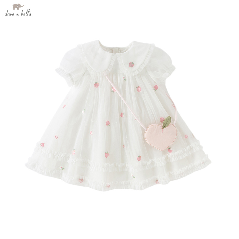 Dave Bella Meisjes Baby Mesh P - Embroidery White Dress recensie en prijs