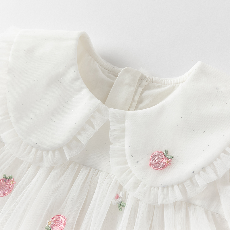 Dave Bella Meisjes Baby Mesh P - Embroidery White Dress recensie en prijs