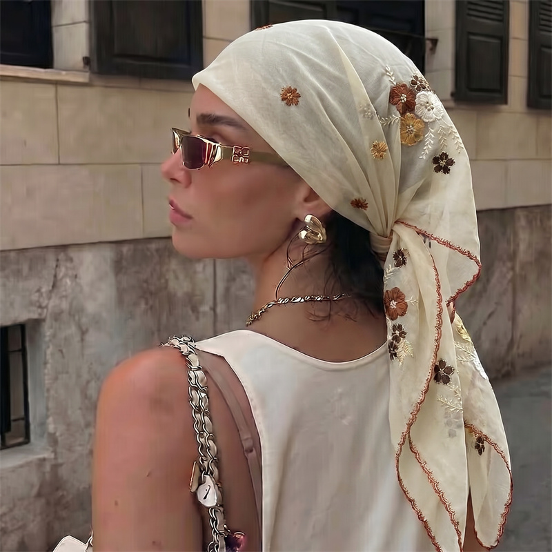 Luxe pure mesh sjaal met bloem - Embroidery Hijab recensie en prijs