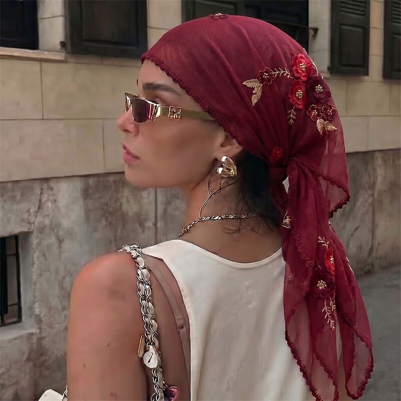 Luxe pure mesh sjaal met bloem - Embroidery Hijab recensie en prijs