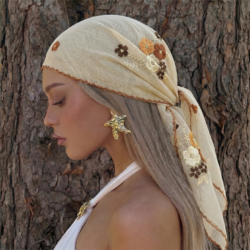 Luxe pure mesh sjaal met bloem - Embroidery Hijab recensie en prijs