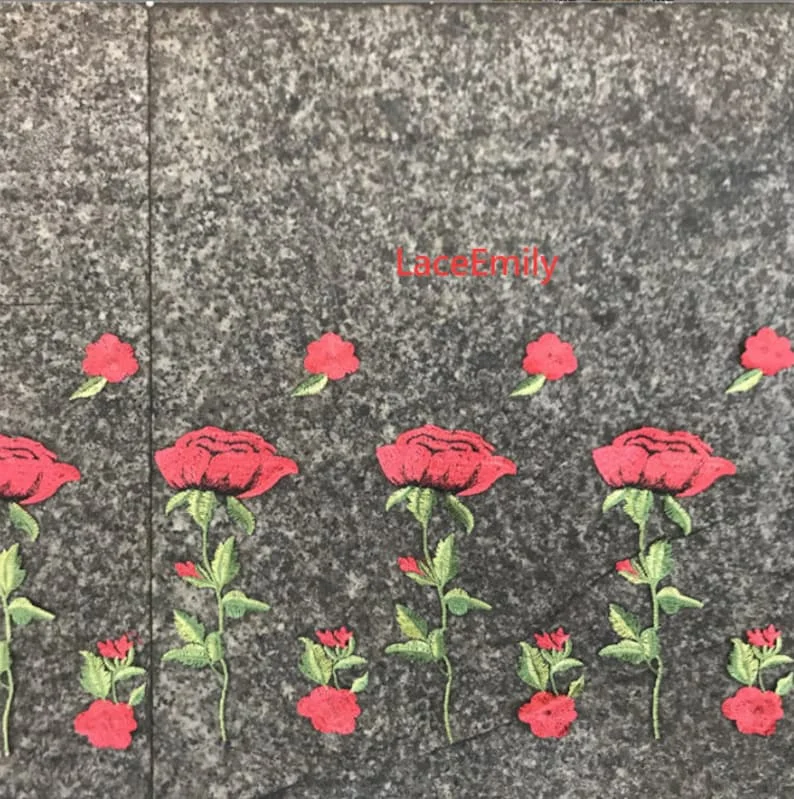 Rode Roos Kant Stof bloem bord - Embroidery Roses recensie en prijs
