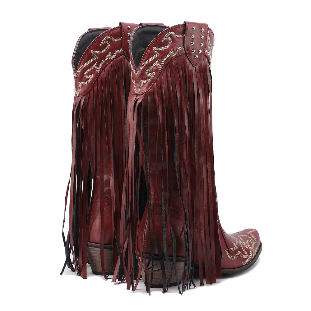 Western Cowboy Mid-Calf Laarze - Embroidery Red recensie en prijs