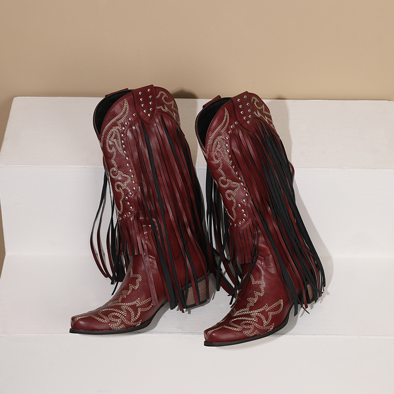 Western Cowboy Mid-Calf Laarze - Embroidery Red recensie en prijs