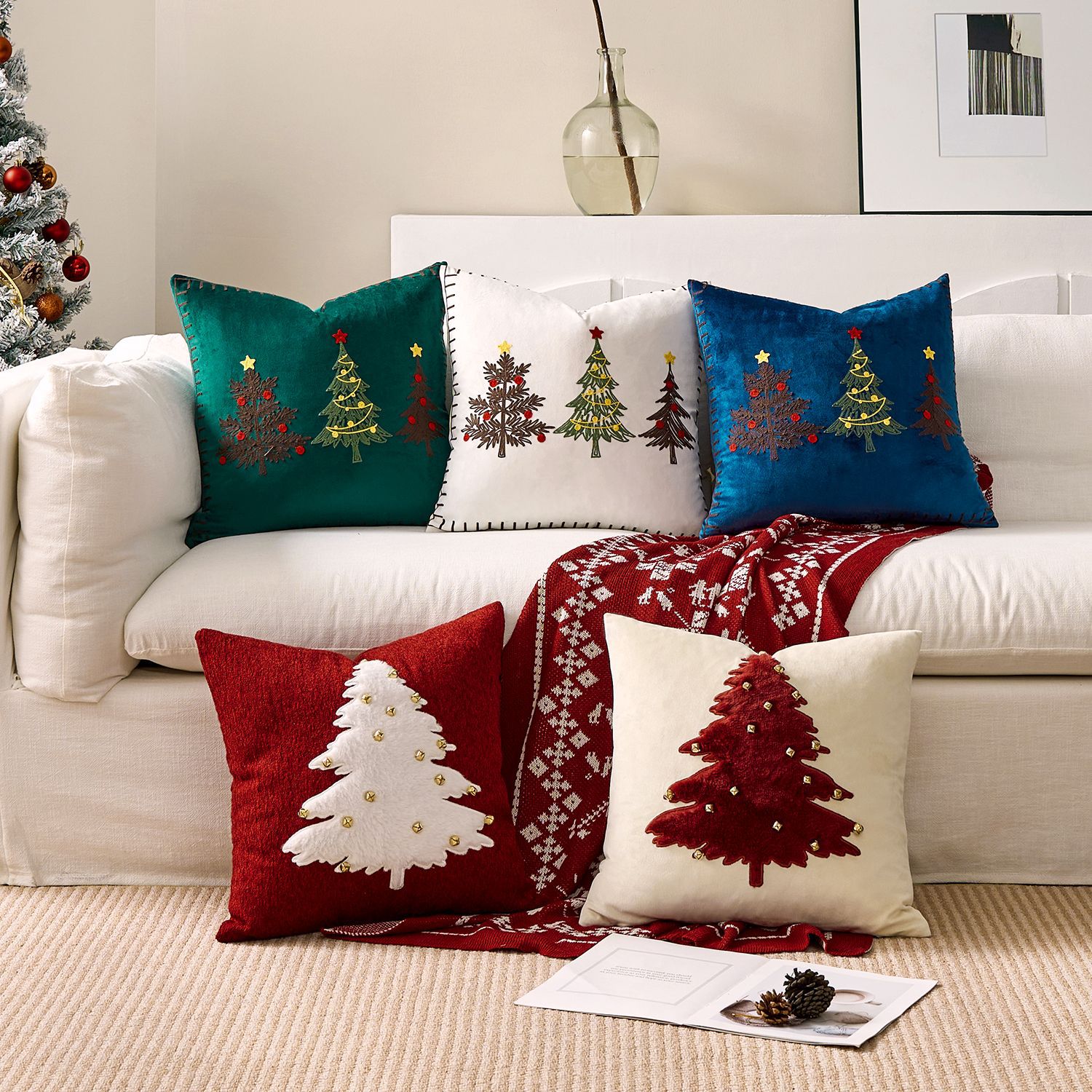 1pc borduurwerk kussenhoes ker - Embroidery Xmas Decorations recensie en prijs