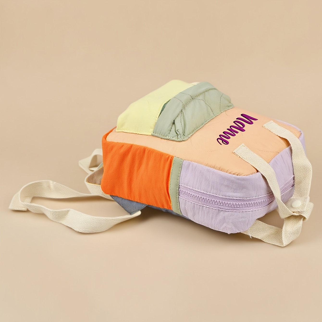 Oranje-gele kleurblokrugzak vo - Embroidery Names recensie en prijs
