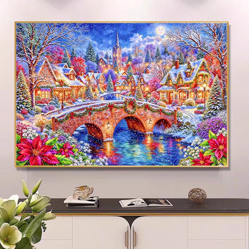9ct 100x75cm Winter Kerk Bordu - Embroidery Tas recensie en prijs