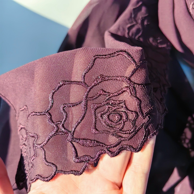 Paarse Chiffon Hijab Shawls Vr - Embroidery Hijab recensie en prijs