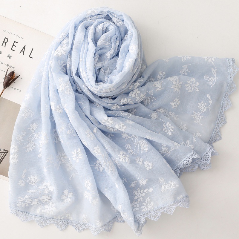 Dames sjaal met bloemenborduur - Embroidery Hijab recensie en prijs
